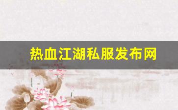 西游私服网：热血江湖私服发布网(热血江湖